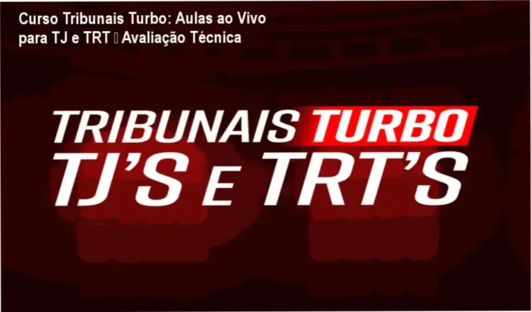 Imagem promocional do Curso Tribunais Turbo com aulas ao vivo e desconto parcelado