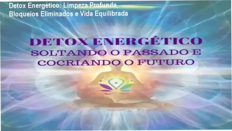 Detox Energético: Limpeza Profunda, Bloqueios Eliminados e Vida Equilibrada 6 Imagem promocional do curso Detox Energético mostrando símbolos de arcanjos e cristais