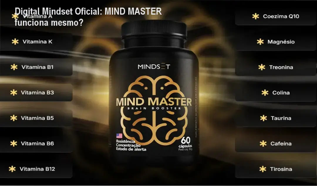 Pacote de cápsulas MIND MASTER em destaque para foco mental e desempenho cognitivo