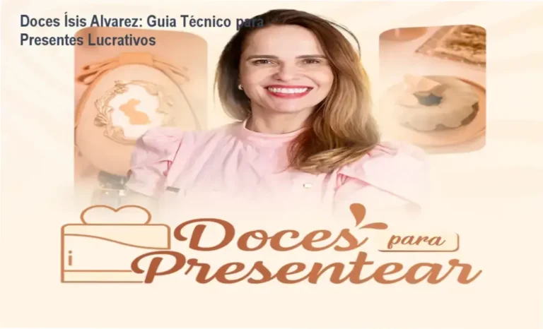 Imagem promocional do curso Doces Ísis Alvarez mostrando doces elegantes e cupom de desconto