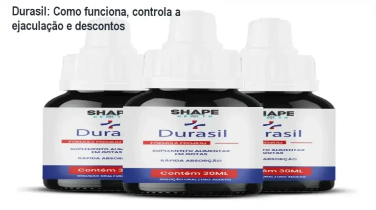 Frasco de Durasil sendo aplicado discretamente, destaque para efeito de controle da ejaculação