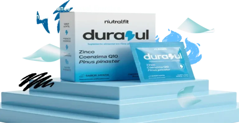 Durazul: Performance Sexual, Energia e Onde Comprar 7 Adesivo sublingual Durazul exibindo embalagem e selo de promoção oficial