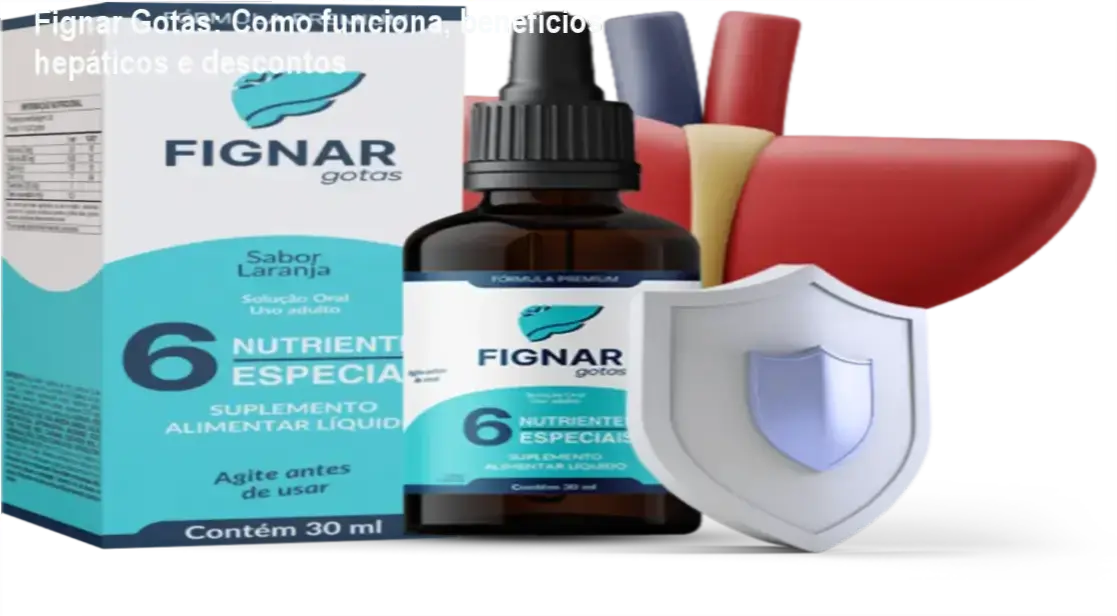 Frasco de Fignar Gotas com destaque para oferta e cupom de desconto