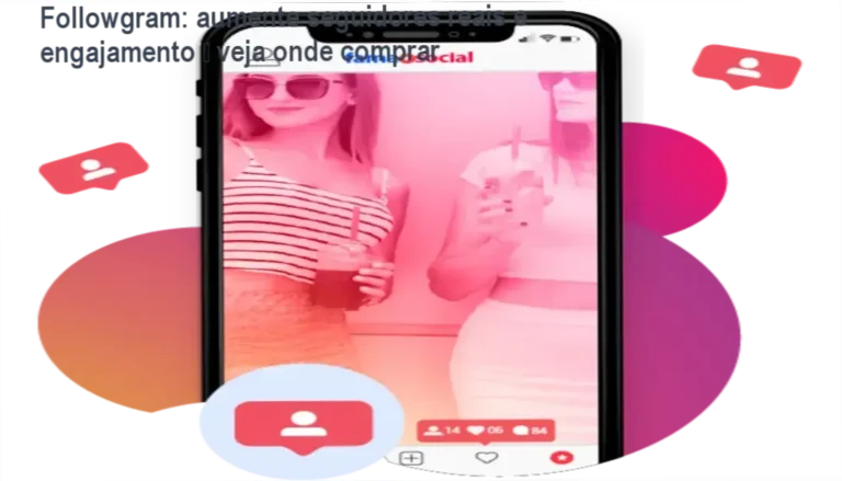 Imagem promocional da Followgram mostrando pacotes de seguidores brasileiros e botão de acesso