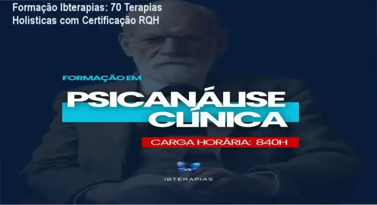 Banner promocional da Formação Completa em 70 Terapias Holísticas Ibterapias com selo de certificação RQH