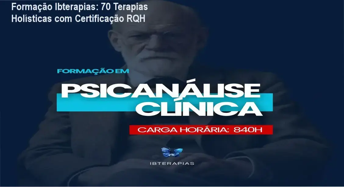 Banner promocional da Formação Completa em 70 Terapias Holísticas Ibterapias com selo de certificação RQH