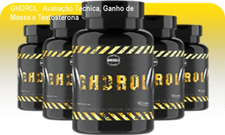 GHDROL: Avaliação Técnica, Ganho de Massa e Testosterona 7 Frasco de GHDROL ao lado de cupons de desconto e cápsulas