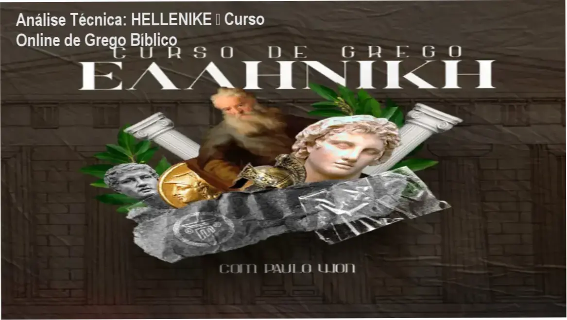 Capa do curso online HELLENIKE de Grego Bíblico mostrando professor Paulo Won e material de estudo