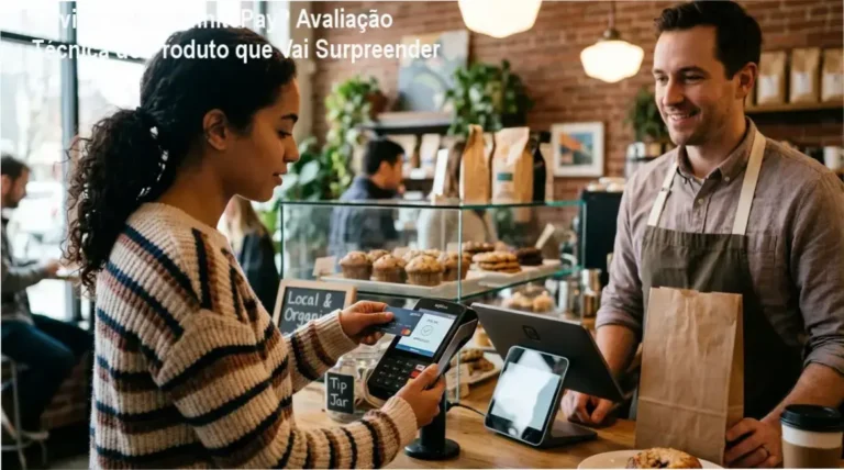 Maquininha InfinitePay com tela digital, ideal para pequenos negócios que buscam praticidade e segurança.