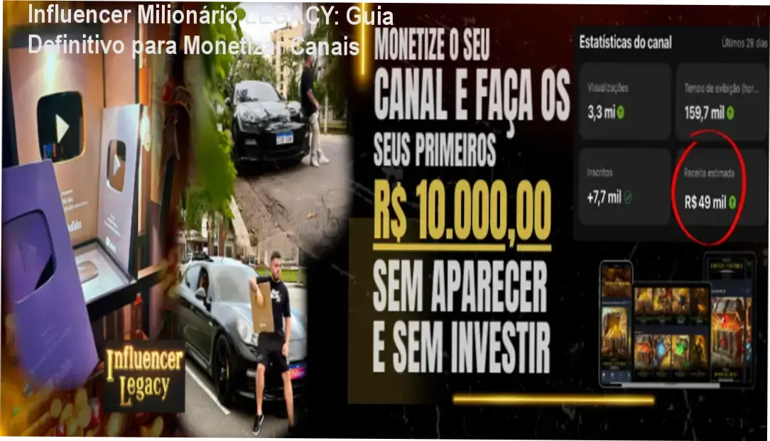 Influencer Milionário LEGACY: Guia Definitivo para Monetizar Canais 1 Influencer Milionário LEGACY - Garantia de 7 dias com devolução