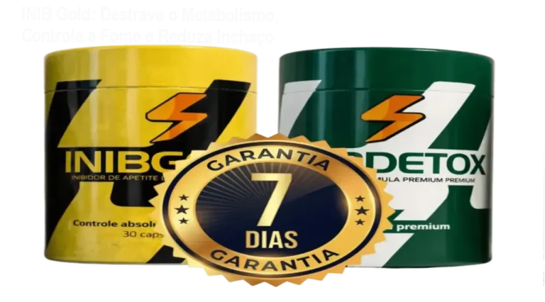Frasco de INIB Gold ao lado de cupom de desconto, representando a oferta especial