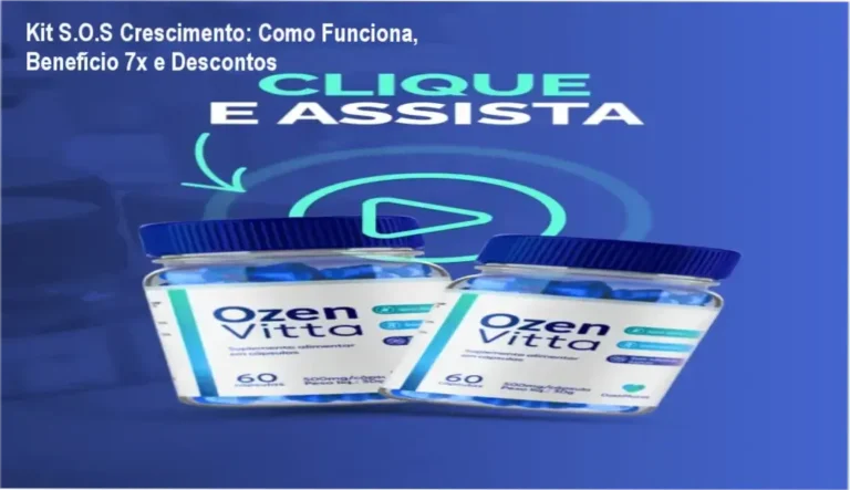 Kit S.O.S Crescimento mostrando frasco e cupom de desconto, foco em tratamento capilar