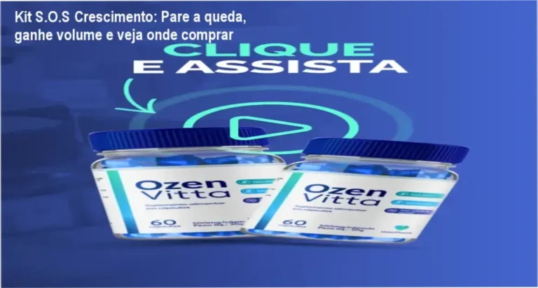 Kit S.O.S Crescimento: Pare a queda, ganhe volume e veja onde comprar 5 Kit S.O.S Crescimento em destaque, mostrando a tampa do produto e selo de 38 mil mulheres satisfeitas
