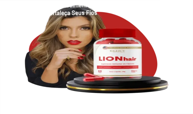 Cápsulas do LIONhair prometendo crescimento acelerado e fortalecimento dos fios, ideal para quem busca nutrição capilar natural