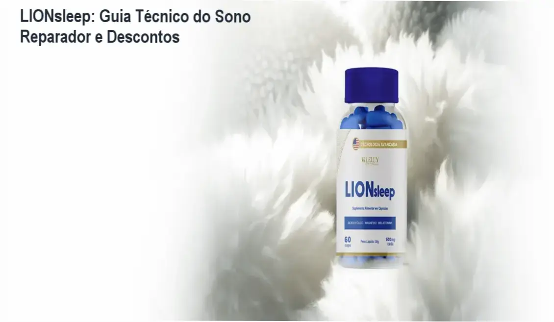 LIONsleep: Guia Técnico do Sono Reparador e Descontos 1 Frasco de LIONsleep ao lado de cupom de desconto para melhor sono