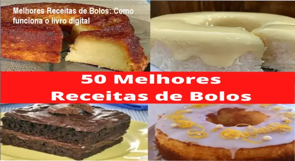 Melhores Receitas de Bolos bastidores e visão interna do livro digital