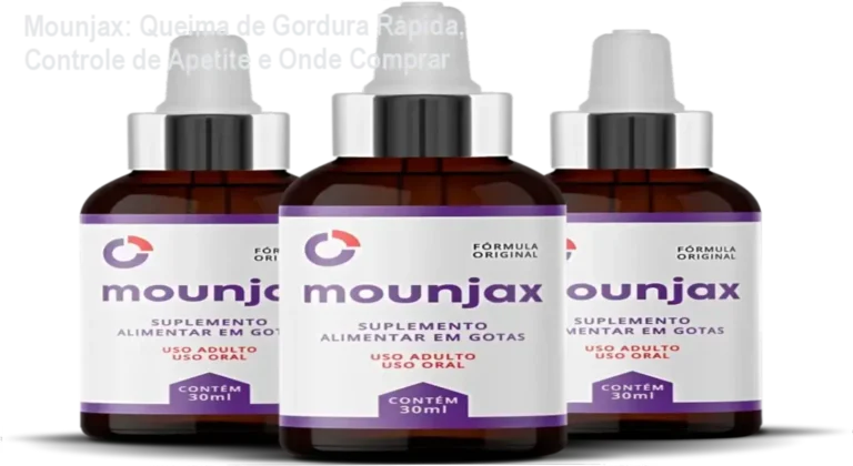 Frasco de Mounjax gotas emagrecimento com selo de promoção