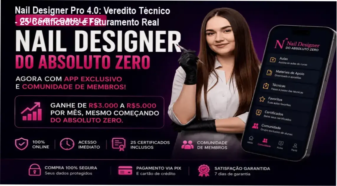 Nail Designer Pro 4.0: Veredito Técnico - 25 Certificados e Faturamento Real 1 Nail Designer Pro 4.0 resultados reais e experiência prática de alunas certificadas faturando alto
