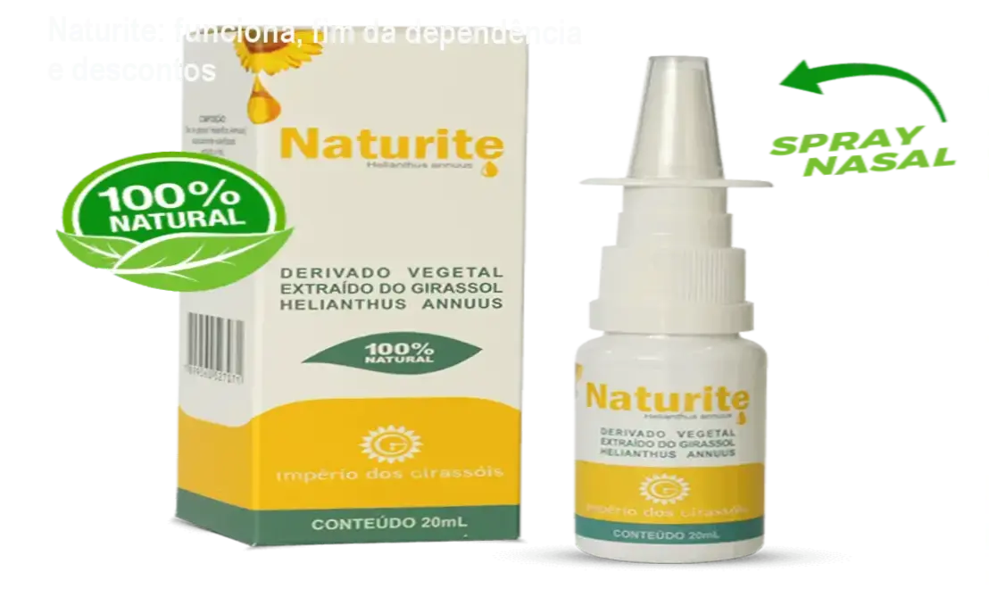 Frasco do Naturite spray nasal com selo de oferta e cupom de desconto