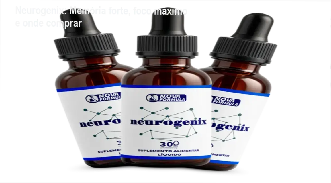 Neurogenix: Memória forte, foco máximo e onde comprar 1 Frasco de Neurogenix promocional destacando benefício de memória e foco