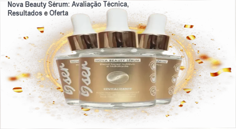 Frasco do Nova Beauty Sérum com destaque para promoção oficial e selo ANVISA