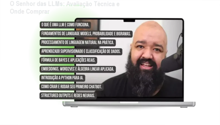 Capa do curso O Senhor das LLMs com destaque para promoção e link oficial de compra
