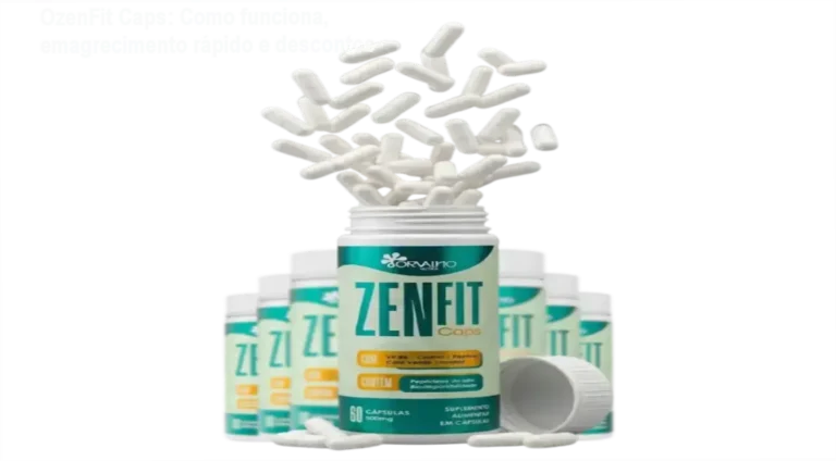 OzenFit Caps: Como funciona, emagrecimento rápido e descontos 3 Frasco de OzenFit Caps ao lado de cupom de desconto para emagrecimento