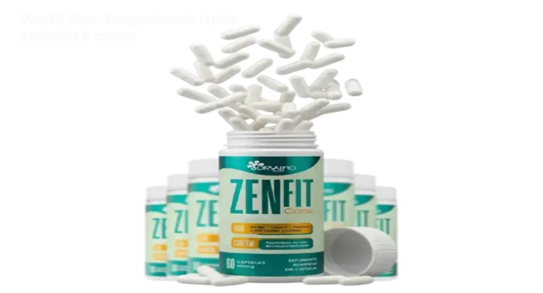 OzenFit Caps: Emagrecimento rápido, saciedade e compra 7 Frasco de OzenFit Caps ao lado de destaque promocional indicando onde comprar