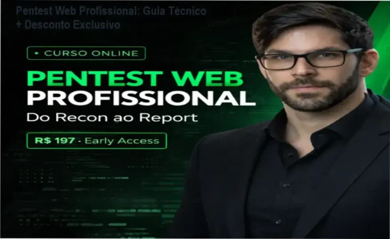 Banner do curso Pentest Web Profissional com destaque para desconto e metodologia RMTER