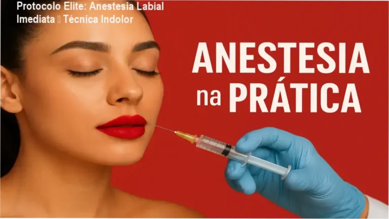 Imagem promocional do curso Protocolo Elite de Anestesia Labial Imediata, destaque para técnica indolor e preço acessível