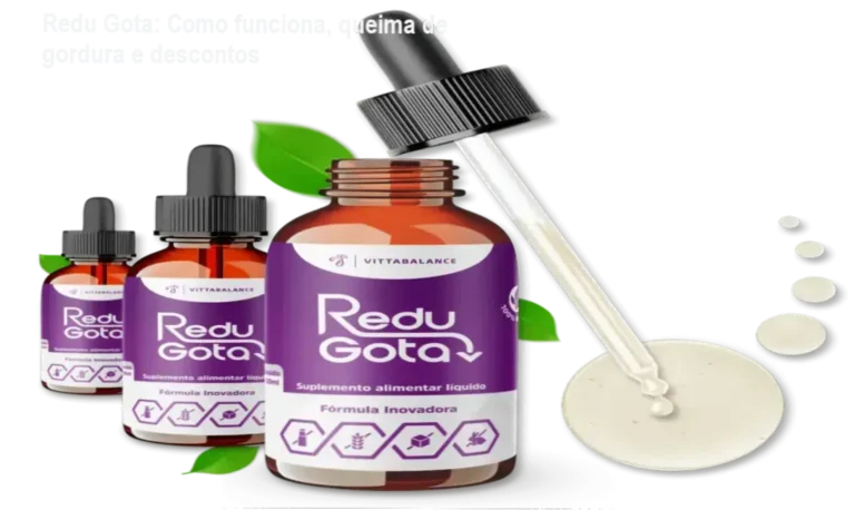 Redu Gota: Como funciona, queima de gordura e descontos 1 Frasco de Redu Gota sublingual ao lado de cupons de desconto