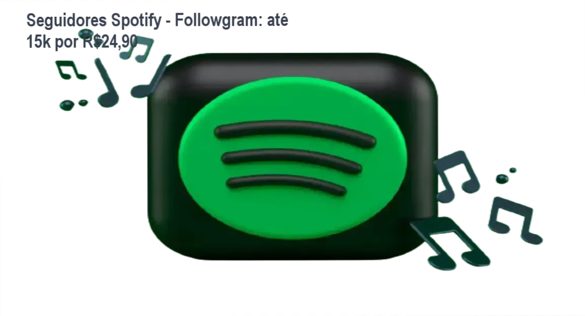 Pacote de seguidores para o perfil do Spotify oferecido pela Agência Followgram, com entrega rápida e garantia de reposição.