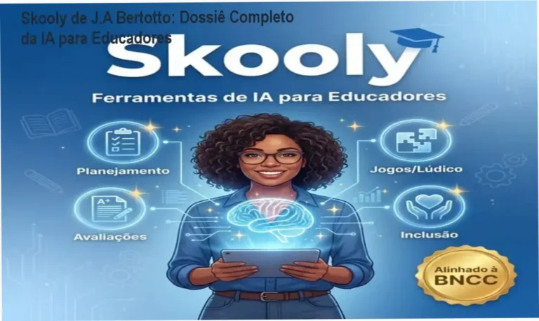 Skooly de J.A Bertotto mostrando a interface de geração de materiais pedagógicos via IA