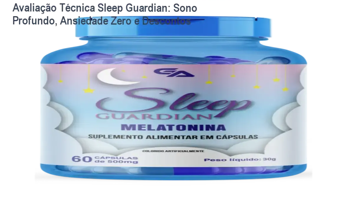 Frasco de Sleep Guardian ao lado de cupom de desconto, simbolizando melhora do sono
