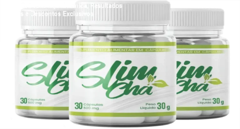 SlimChá: Avaliação Técnica, Resultados Reais e Descontos Exclusivos 4 Frasco de SlimChá com destaque para oferta e cupom de desconto
