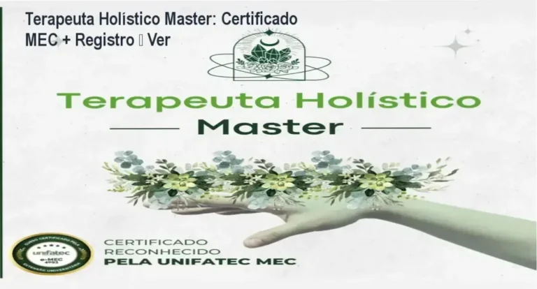 Imagem promocional do curso Terapeuta Holístico Master com certificado MEC e registro profissional incluído
