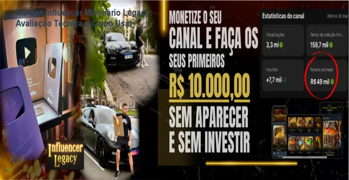 Tela do curso Tio San Influencer Milionário Legacy mostrando módulos de estratégia para YouTube