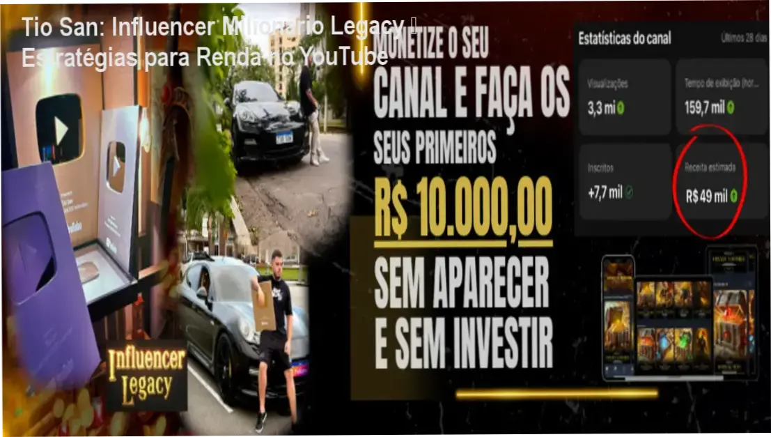Tio San: Influencer Milionário Legacy – Estratégias para Renda no YouTube 1 Tio San Influencer Milionário Legacy – Para criadores que querem monetizar canais no YouTube