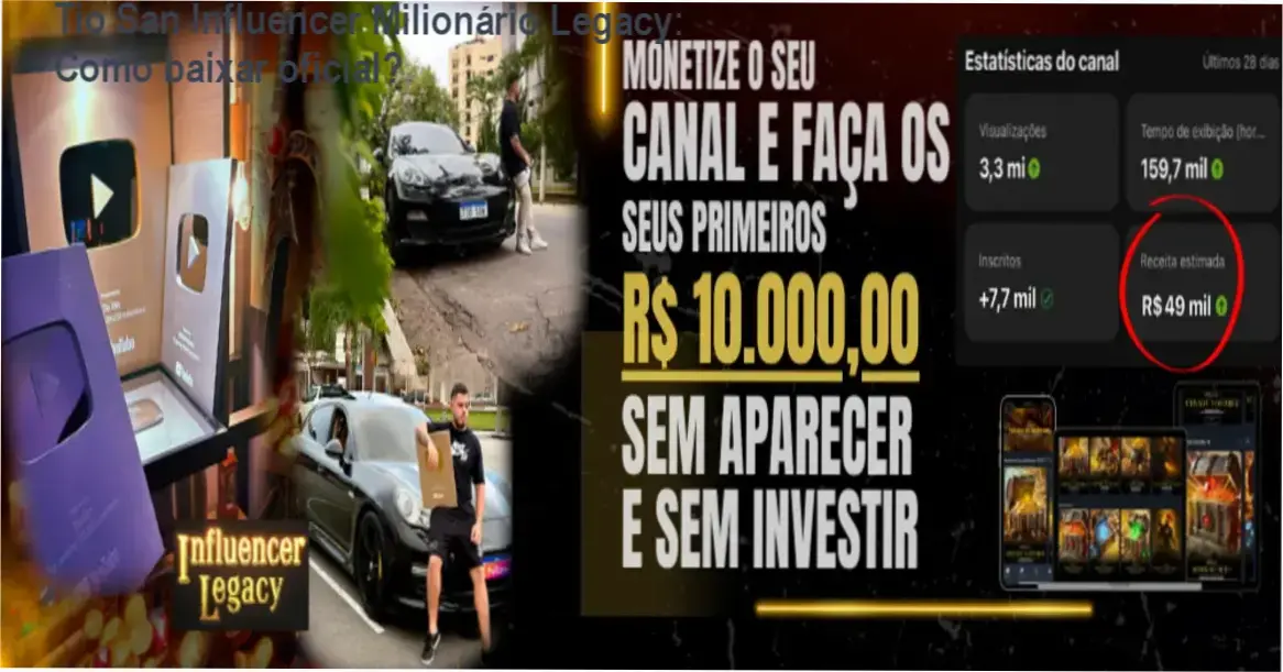 Tio San Influencer Milionário Legacy: Como baixar oficial? 1 Captura de tela mostrando a página oficial para download do Tio San Influencer Milionário Legacy