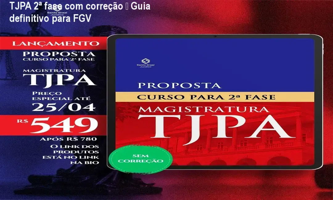 Imagem promocional do curso TJPA 2ª fase com correção e cupons de desconto