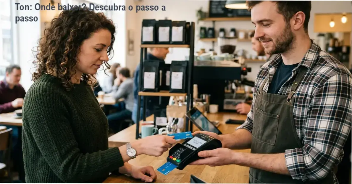 Ton: Onde baixar? Descubra o passo a passo 1 Ilustração mostrando como baixar o aplicativo Ton no celular com QR code e passo a passo