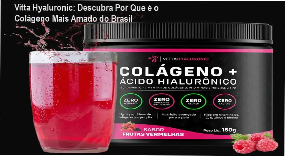 Vitta Hyaluronic: Descubra Por Que é o Colágeno Mais Amado do Brasil 1 Recipiente de Vitta Hyaluronic com colágeno e ácido hialurônico para rejuvenescimento