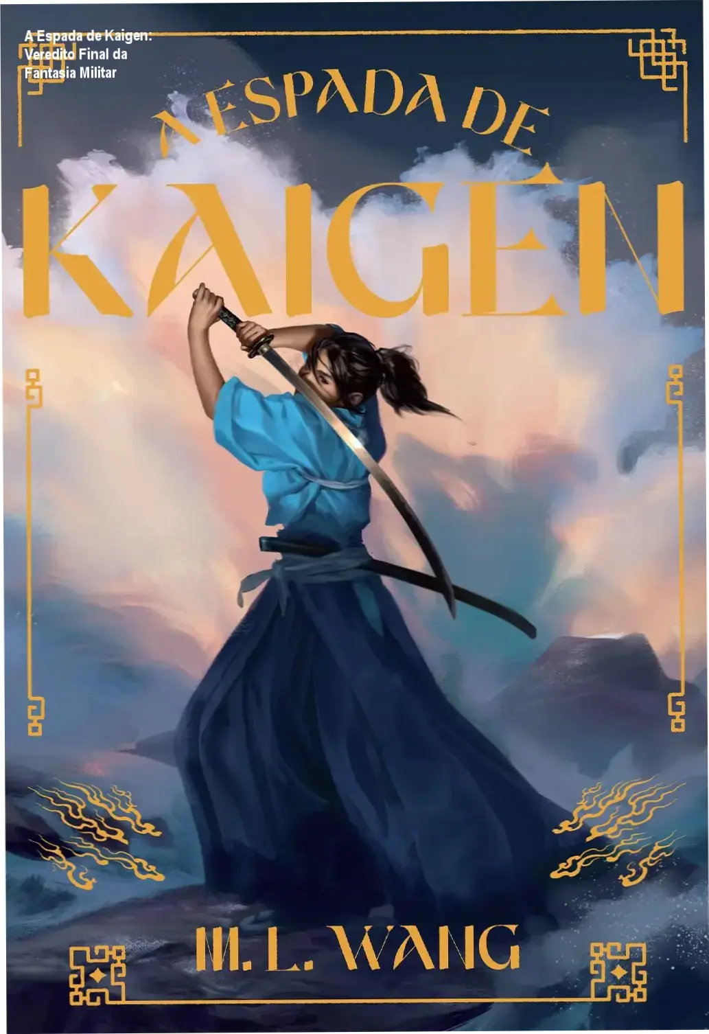 Capa do livro A Espada de Kaigen ilustrando a temática de fantasia militar e magia de gelo