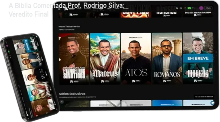 Interface de estudos da plataforma A Bíblia Comentada do Prof. Rodrigo Silva com foco em arqueologia