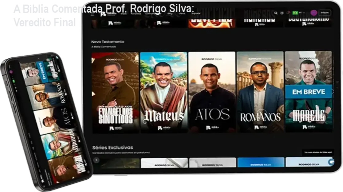 Interface de estudos da plataforma A Bíblia Comentada do Prof. Rodrigo Silva com foco em arqueologia