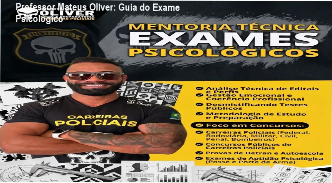 Curso de Perfil Profissiográfico do Professor Mateus Oliver apresentando visão interna de estudos e critérios de avaliação