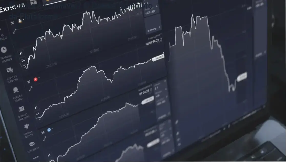 Interface de negociação da Exnova Trader Plataforma mostrando gráficos e ferramentas de trading