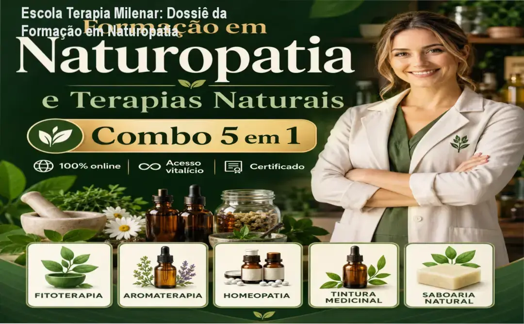 Escola Terapia Milenar: Dossiê da Formação em Naturopatia 1 Visão interna da plataforma de cursos da Escola Terapia Milenar com módulos de Naturopatia e Fitoterapia