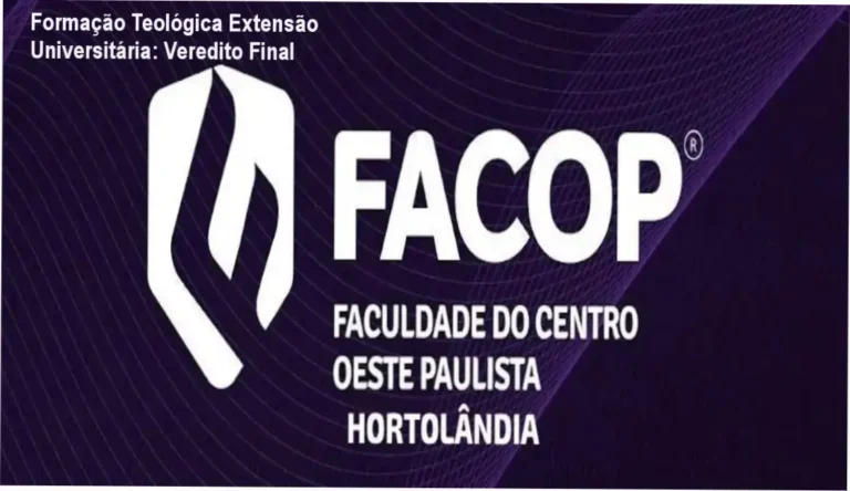 Certificado de Formação Teológica em Extensão Universitária do Instituto Metanoia e FACOP