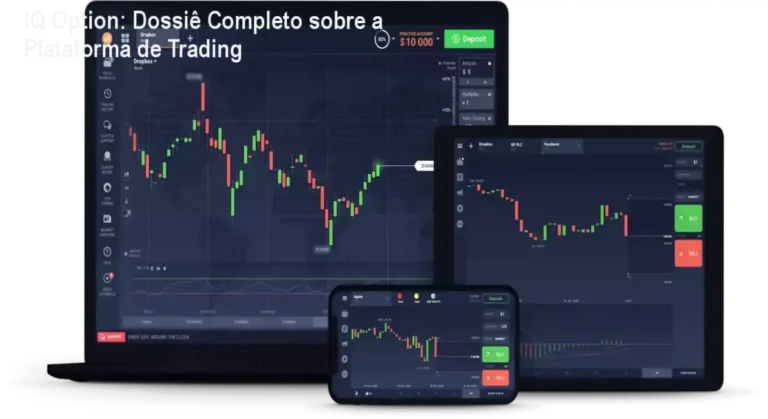 Interface operacional e bastidores da plataforma IQ Option de negociação financeira